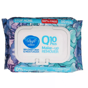 دستمال مرطوب پاک‌کننده آرایش دافی مدل Q10 (طرح گل ۱) ۵۰ عددی