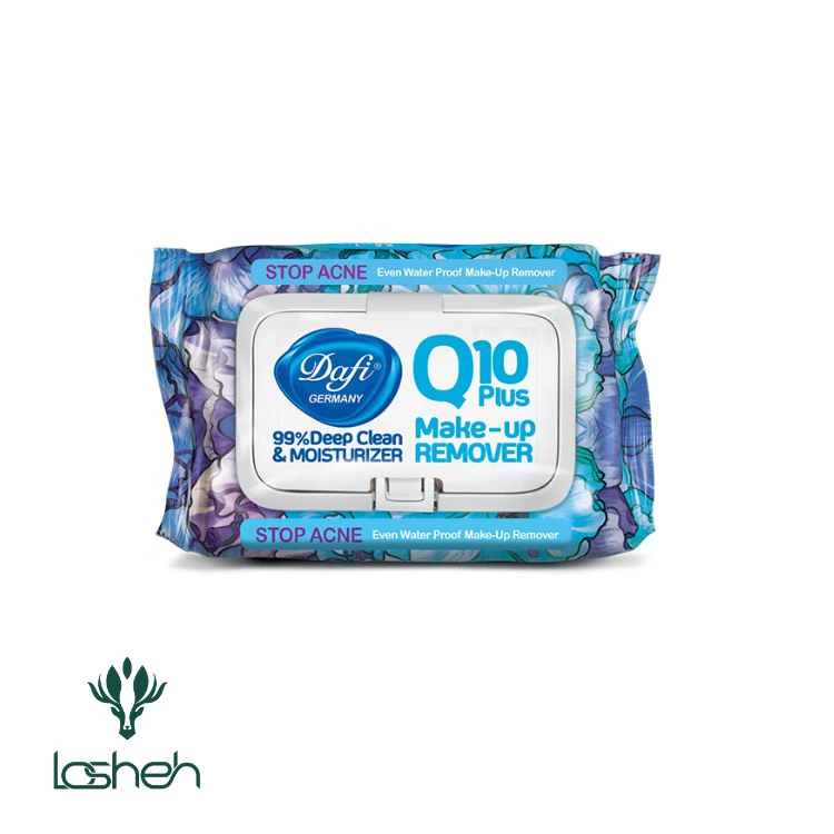 دستمال مرطوب پاککننده آرایش دافی مدل Q10 (طرح گل ۱) ۵۰ عددی|دستمال مرطوب آرایشی دافی مدل Stop Acne حاوی Q10 طرح گل بسته 50 عددی دستمال مرطوب پاککننده آرایش دافی مدل Q10 (طرح گل ۱) ۵۰ عددی