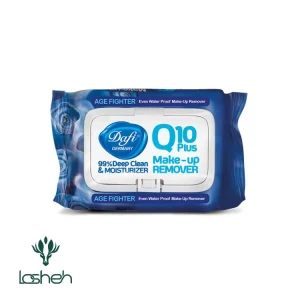دستمال مرطوب پاک‌کننده آرایش دافی مدل Q10 (طرح میوه بلوبری) بسته ۵۰ عددی