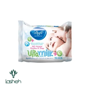 دستمال مرطوب کودک دافی مدل Vita Milk بسته ۲۰ عددی