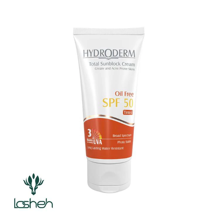 كرم ضدآفتاب SPF50 فاقد چربی رنگی هیدرودرم|ضد آفتاب SPF50 مناسب پوست چرب هیدرودرم كرم ضدآفتاب SPF50 فاقد چربی رنگی هیدرودرم