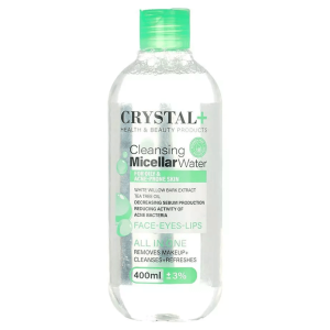 محلول پاک کننده آرایش کریستال پلاس حاوی عصاره درخت چای مناسب پوست چرب حجم 400 میل