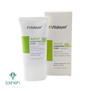 فلوئید ضد آفتاب پوست چرب اکتی‌ویت SPF 50 ویتالیر بژ طبیعی